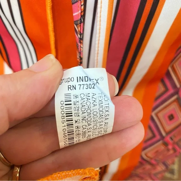 SALE💛 Zara Striped Halter Midi Dress Orange Black White Pink M Very 70s - Picture 7 of 9